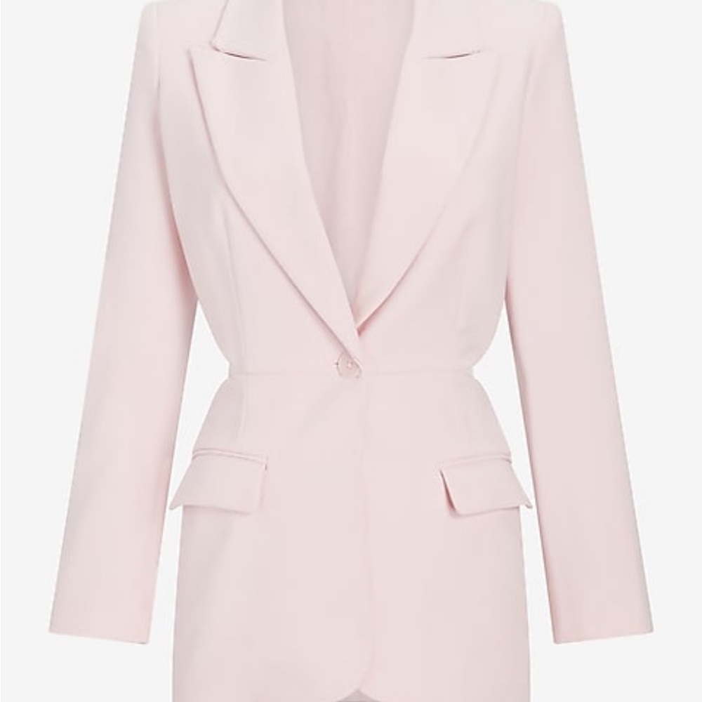 Express Blush Pink Tailored Single-Button Blazer … - image 6
